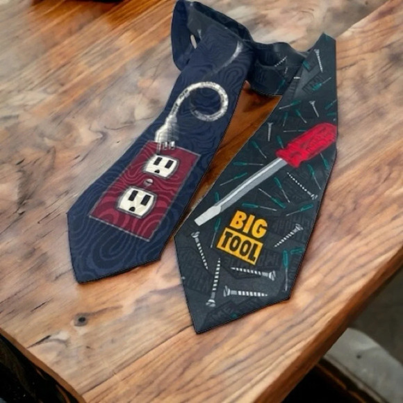 Vintage 90s Home Improvement Tool Time Tim Allen Fathers Day Men’s Neck Ties - Picture 1 of 8